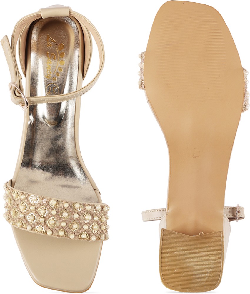 Golden Party Wear Ladies Heel Sandal, Size: 4-9 at Rs 330/pair in Basirhat