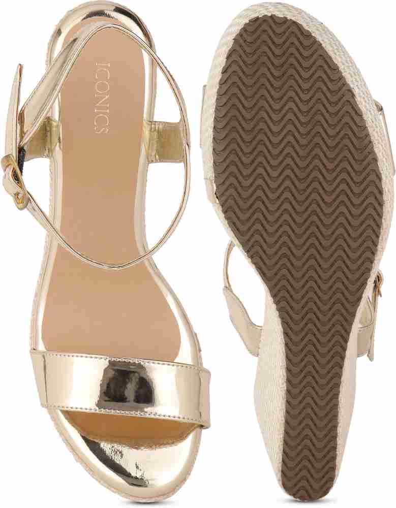 Gold strappy wedge discount sandals