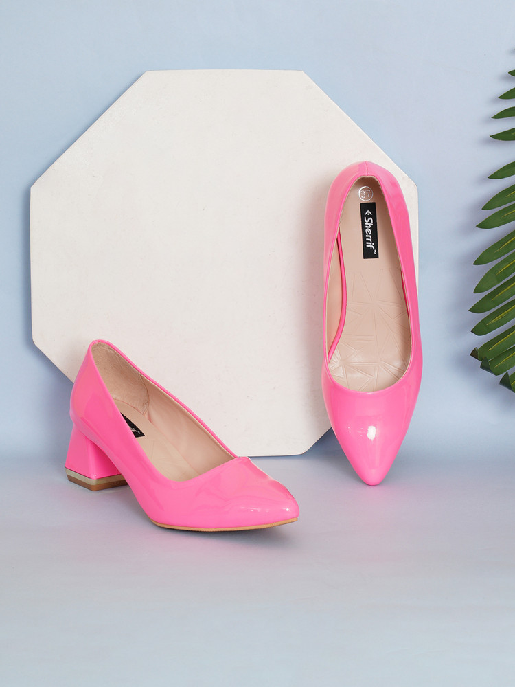 SHERRIF Pink Block Pumps Women Pink Heels Buy SHERRIF Pink Block