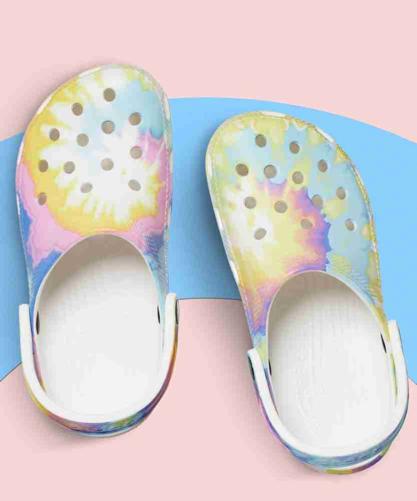 Colorful tie dye online crocs