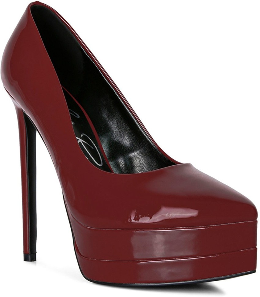 Burgundy heels open discount toe