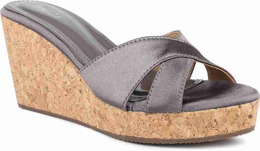 Womens gray hot sale wedge sandals