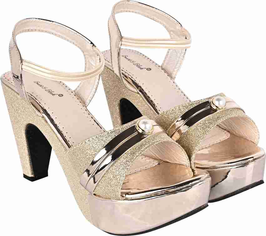 Smart Sleek Women Gold Heels Buy Smart Sleek Women Gold