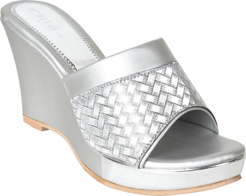 Silver wedge 2025 flip flops