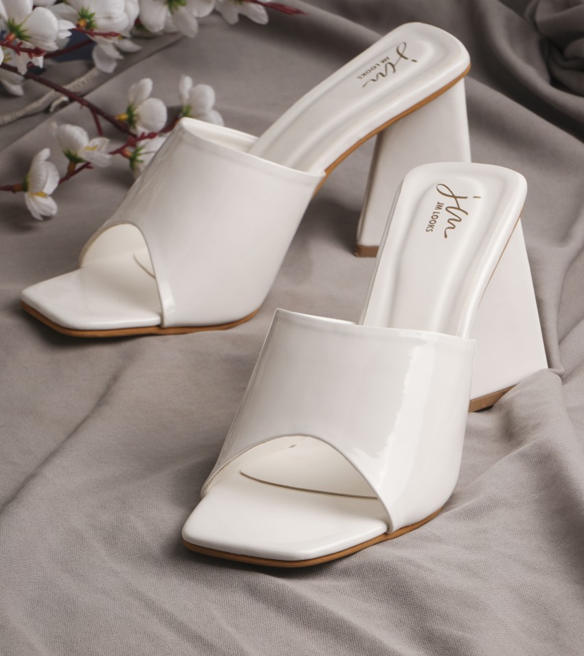 White mule heel discount sandals