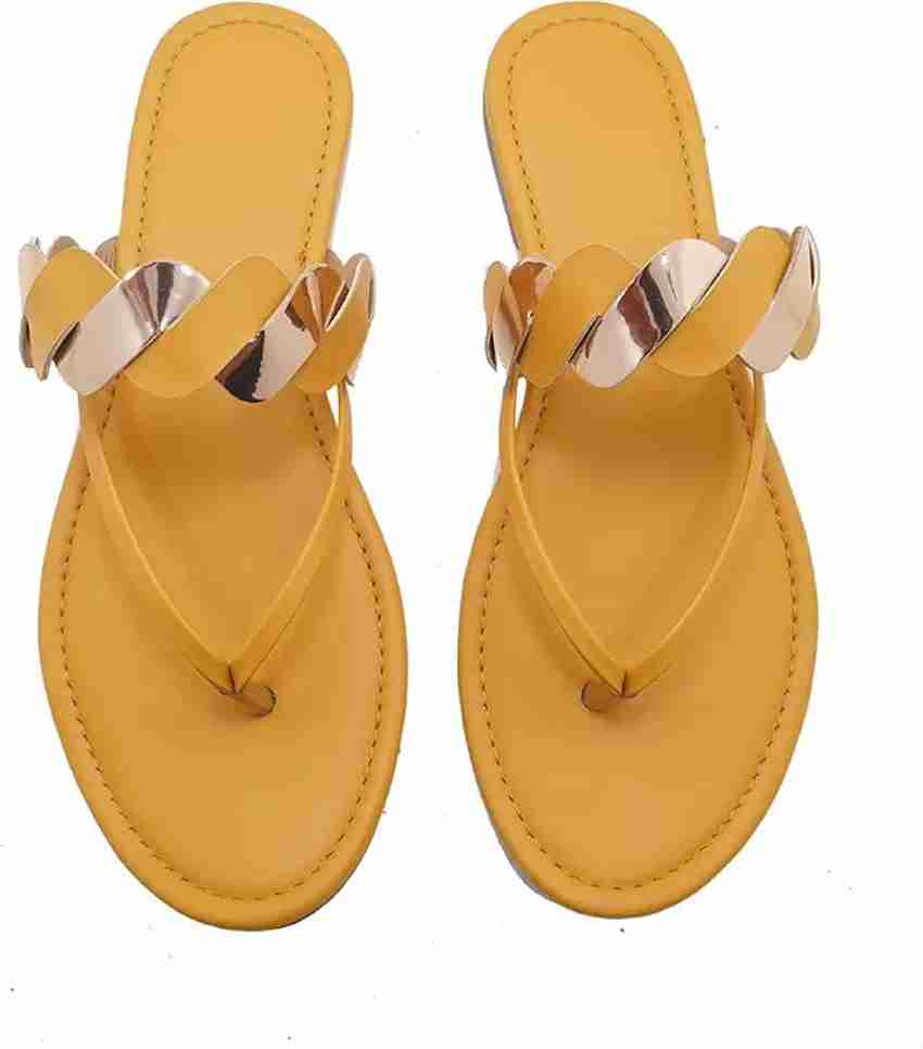Womens yellow shop flat sandals