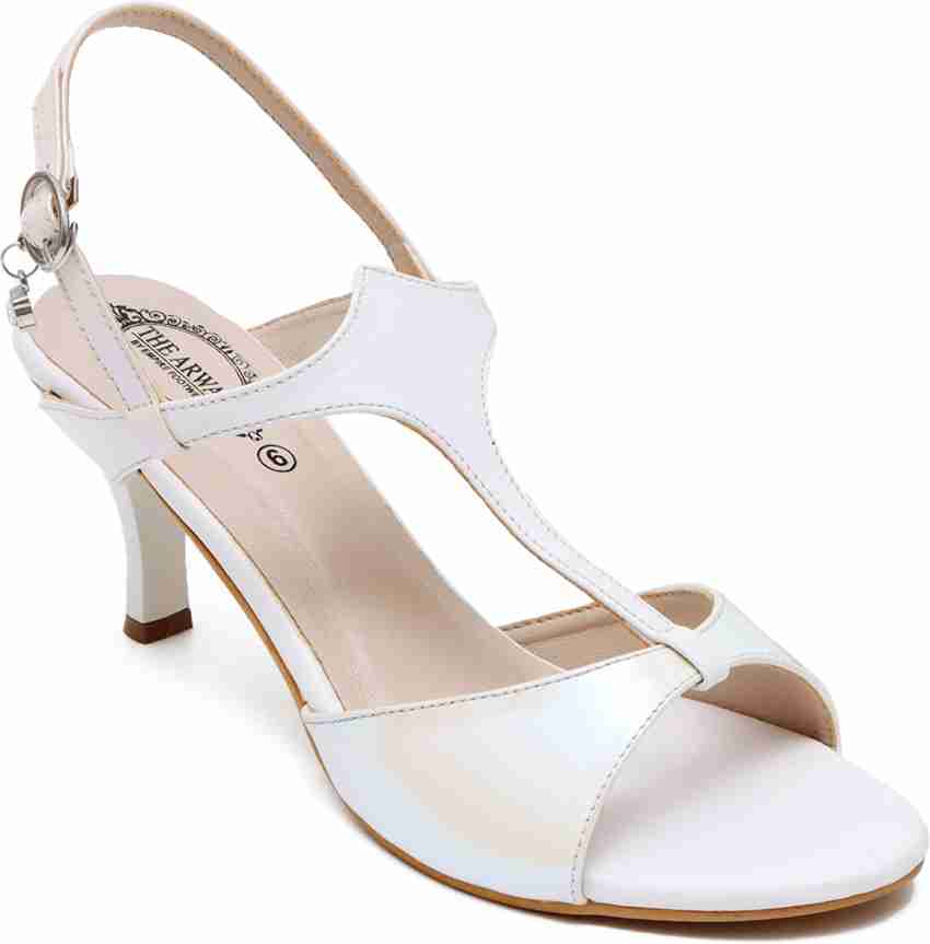 White short heel online sandals