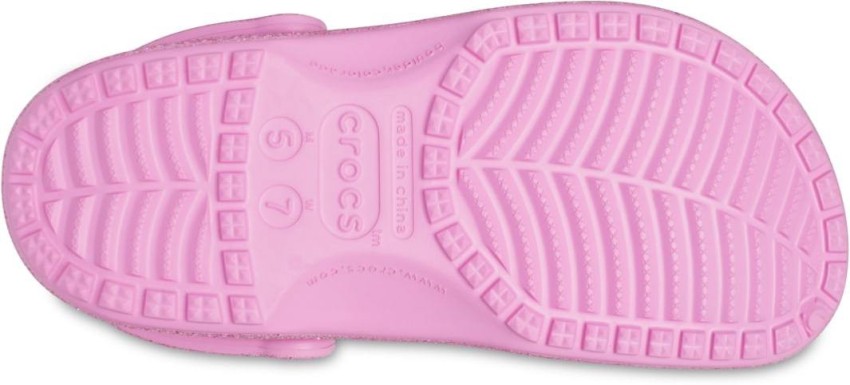 Womens pink glitter crocs hot sale