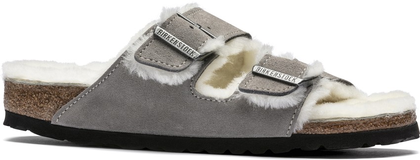 Grey shearling birkenstocks hot sale