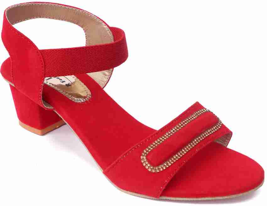 Red low heel sandals hot sale