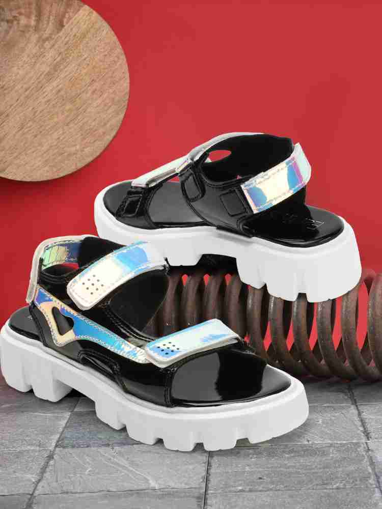 Platform velcro open toe platform color block outlet sandals