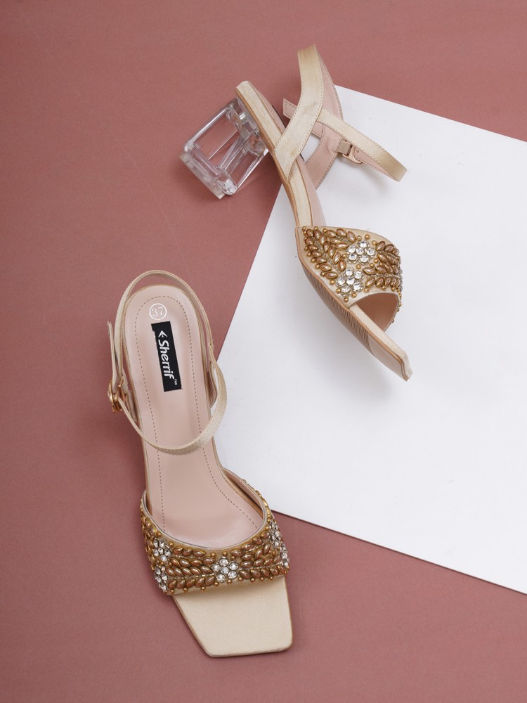 Gold glitter block online heels