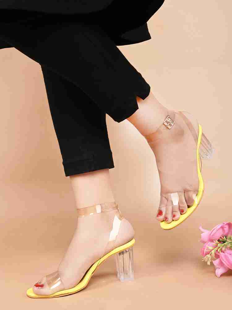 Yellow store clear heels