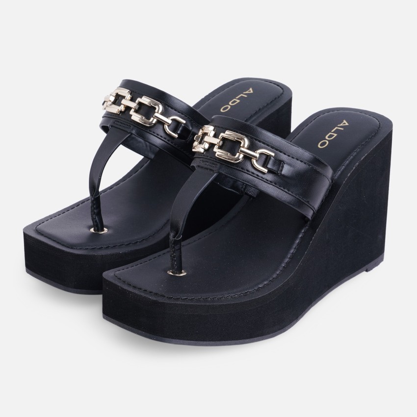 Aldo black wedge store sandals