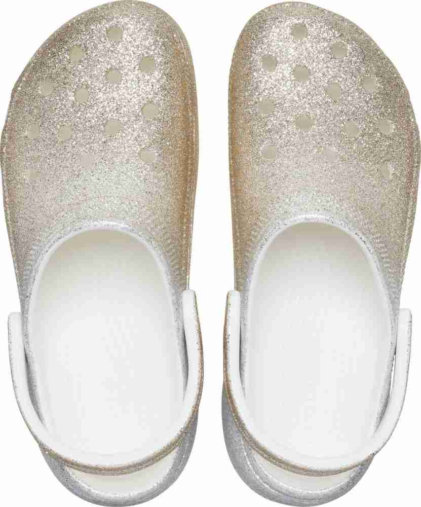 CROCS Classic Platform Ombre Glitter Women Clog Women White Gold