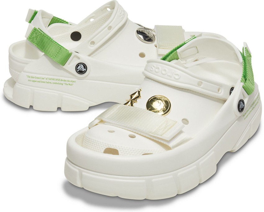 White crocs discount with green strap