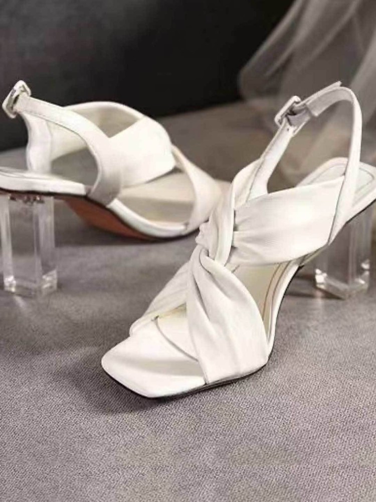 White heeled 2024 sandals wedding