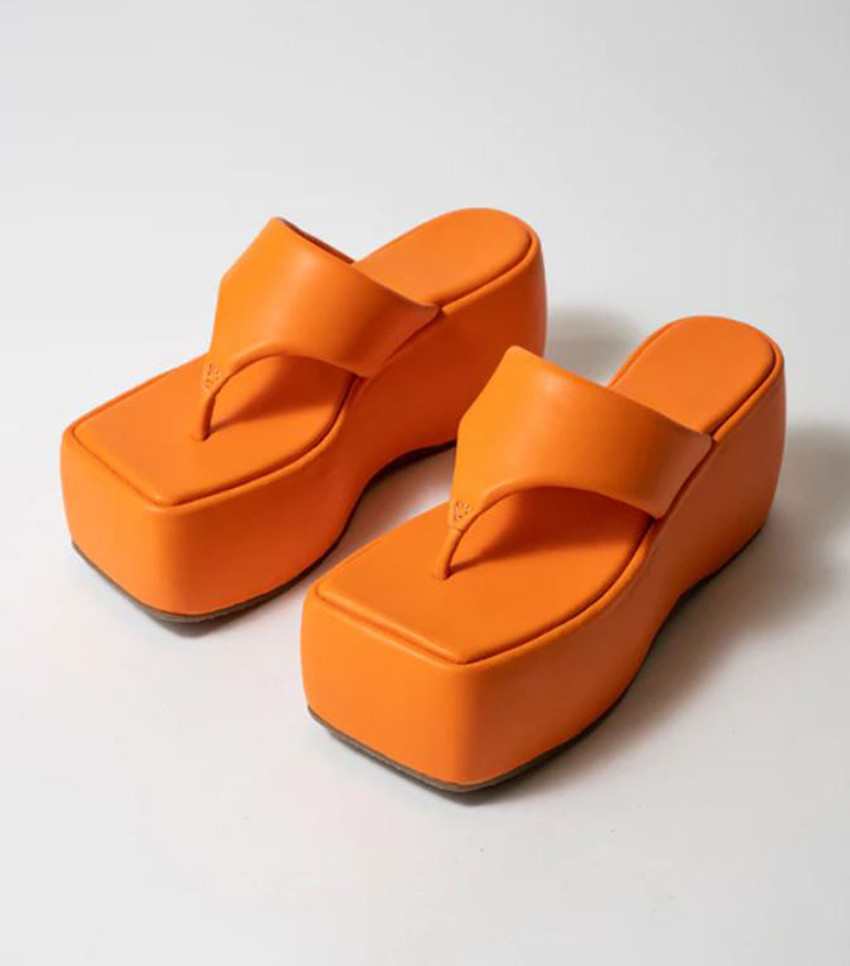 Orange wedge heels shop