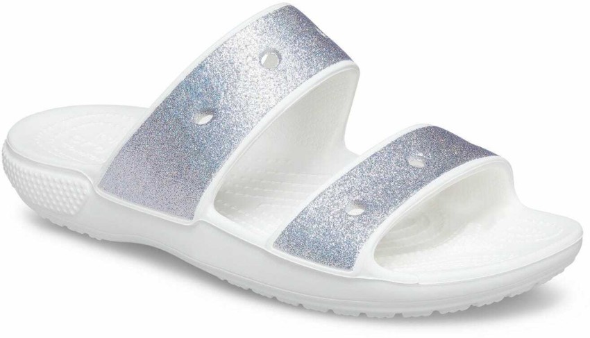 Womens silver glitter online crocs