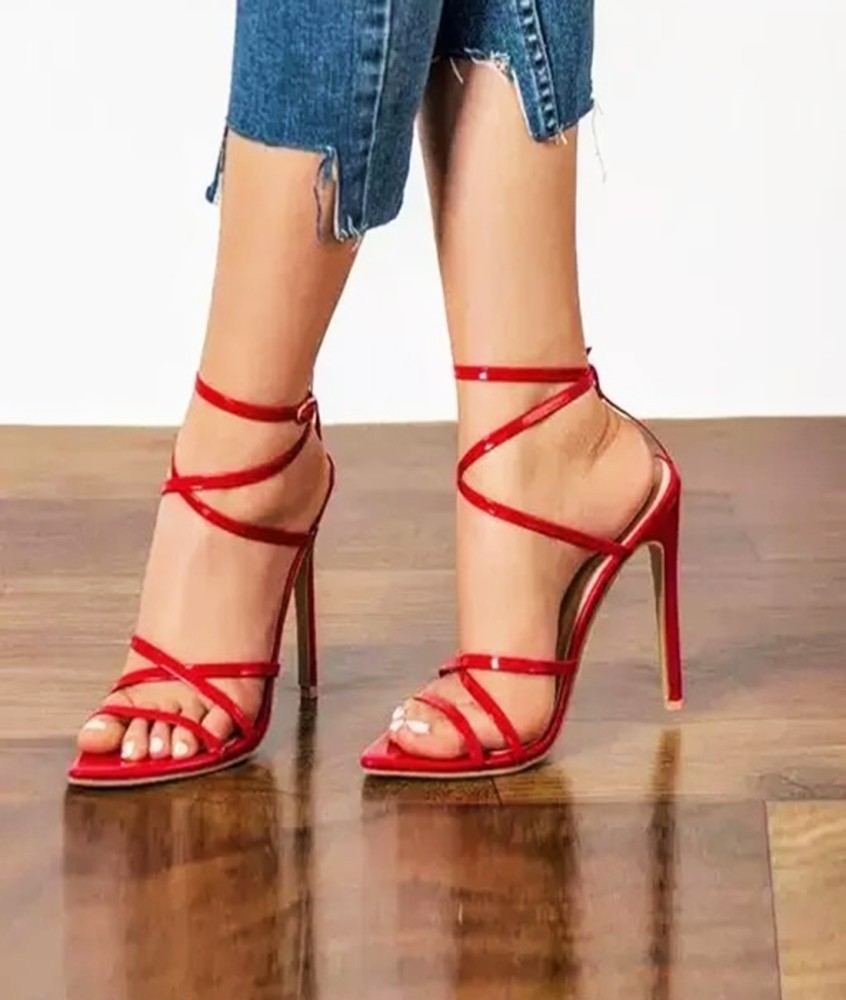 Red 2025 heeled sandal