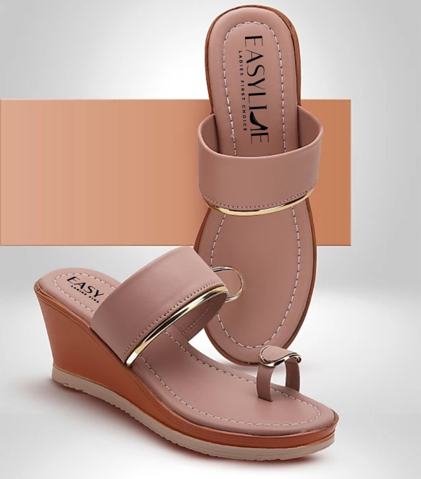 Pink wedge online sandals