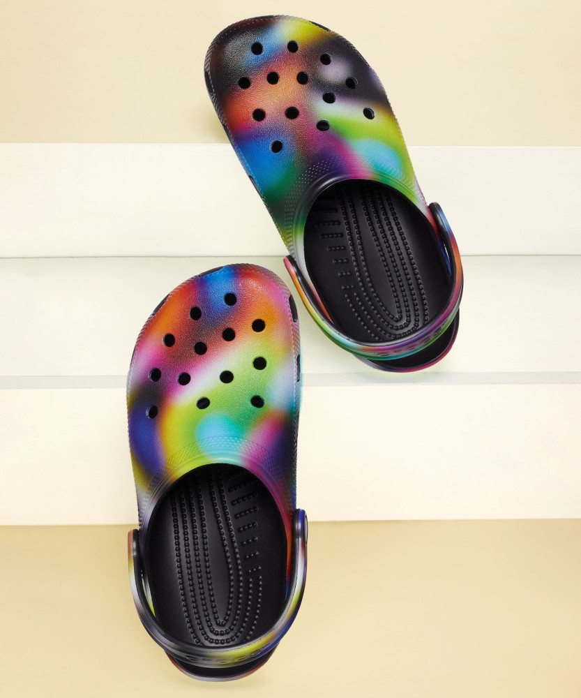 Crocs with fur online rainbow