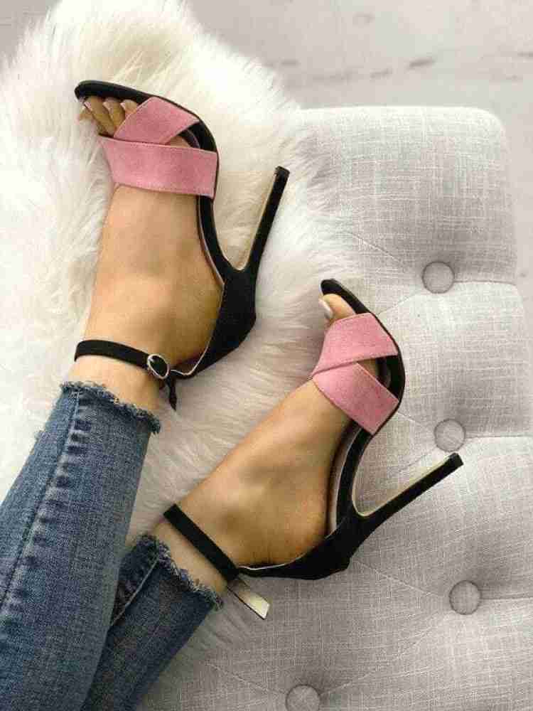 Pink and outlet black heels women's