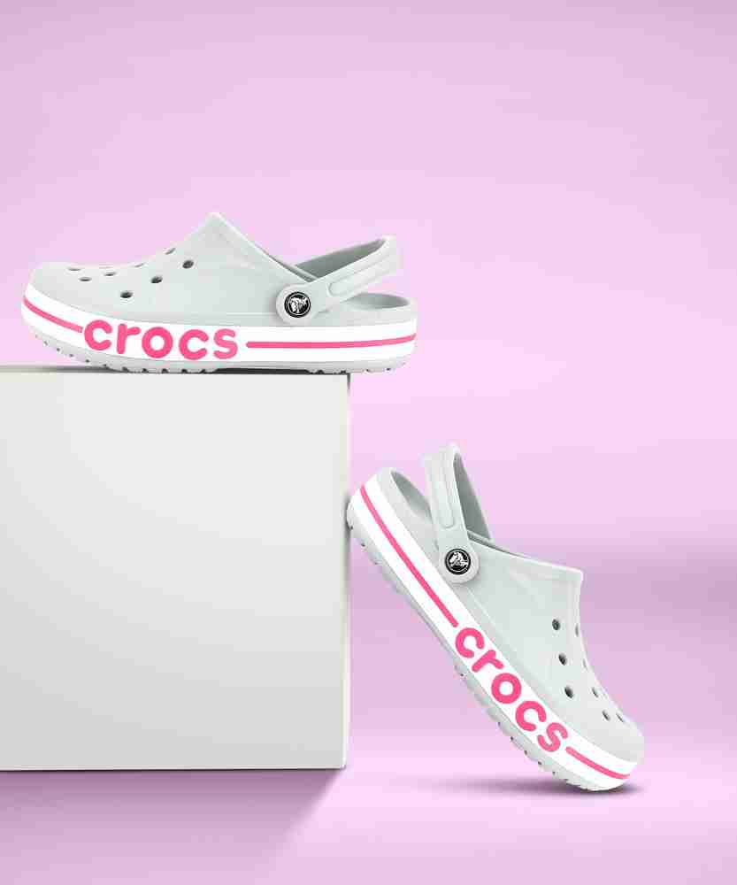 Grey and pink sales crocs