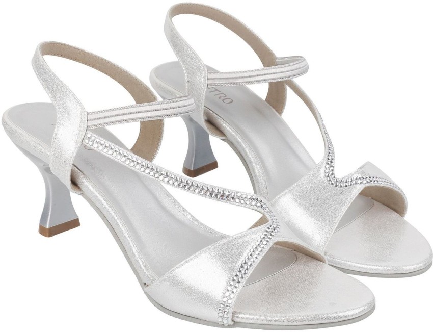 Silver small heel online sandals