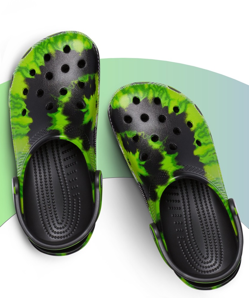 Black and green discount crocs