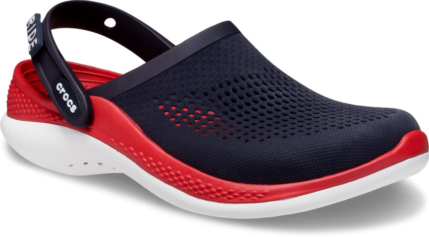 Navy blue and on sale red crocs