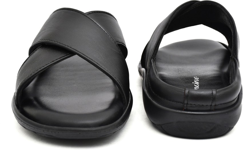 LEONCINO Men s Genuine Leather Slipper Sandal high padding comfort