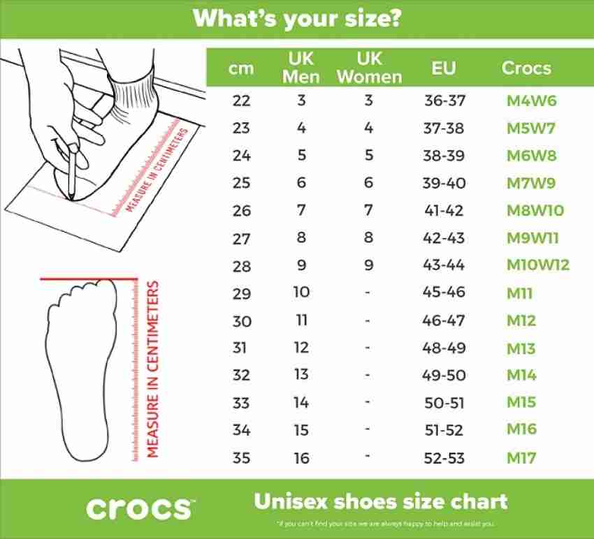 Crocs size sales guide india