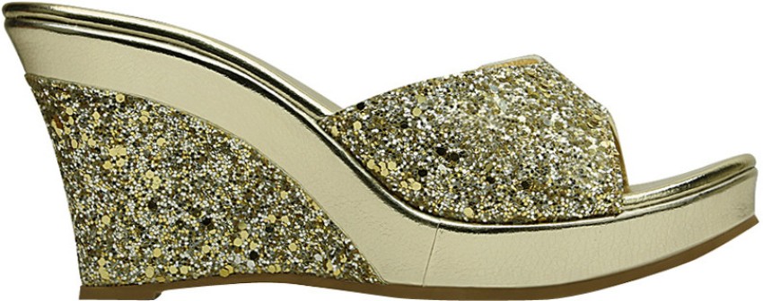 Gold glitter wedge online heels