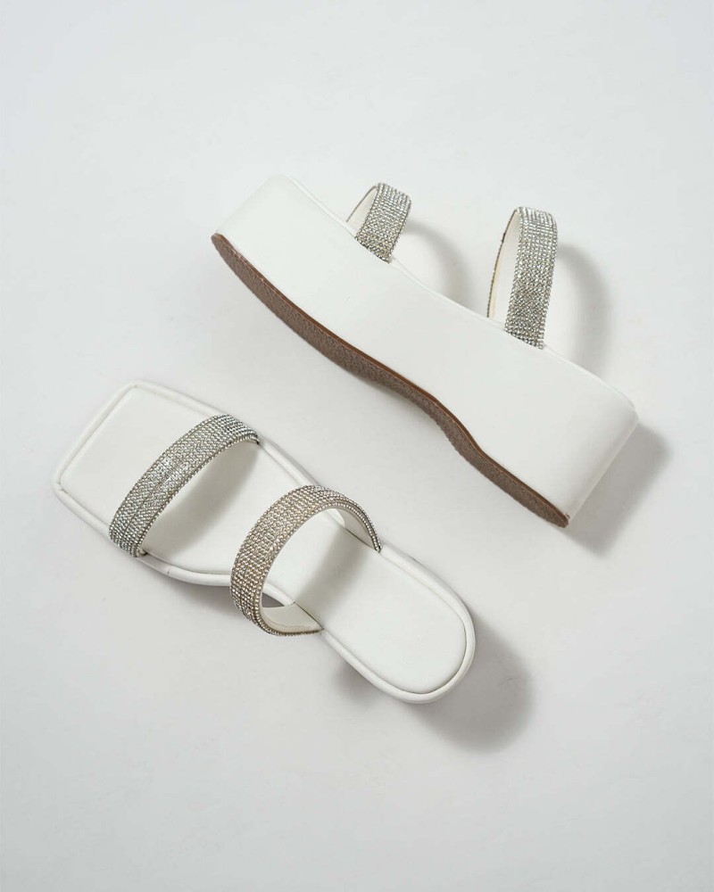 White discount rhinestone sandals