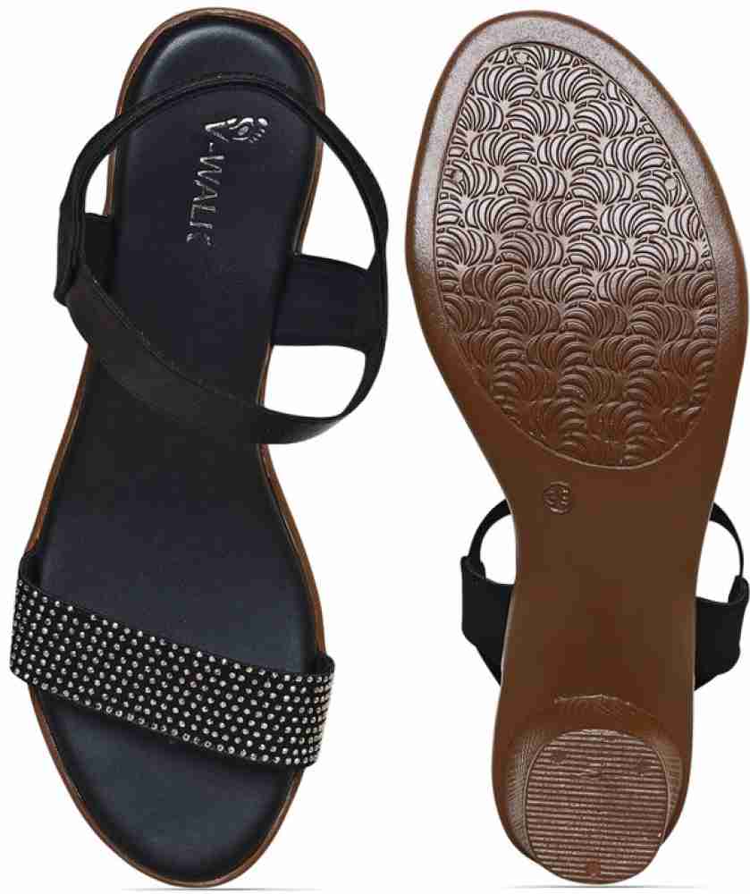 Vwalk V WALK Vwalk Synthetic Material Party Sandal In Black Color