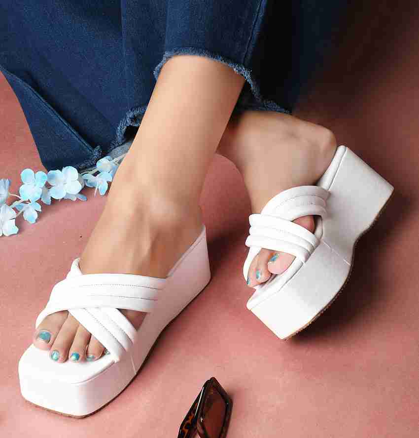 eczipvz Shoes for Women Womens Wedges Closed Toe Wide Width Womens Slip on Wedge  Sandals Slides Bow Tie Platform Open Toe Summer Mules Shoes,White 