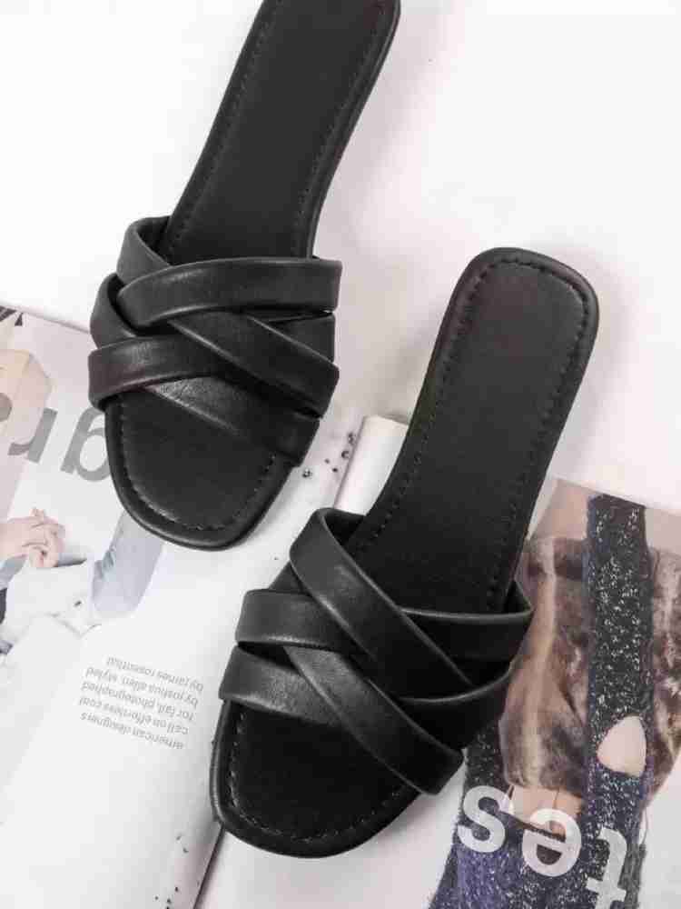 Flat best sale black slippers