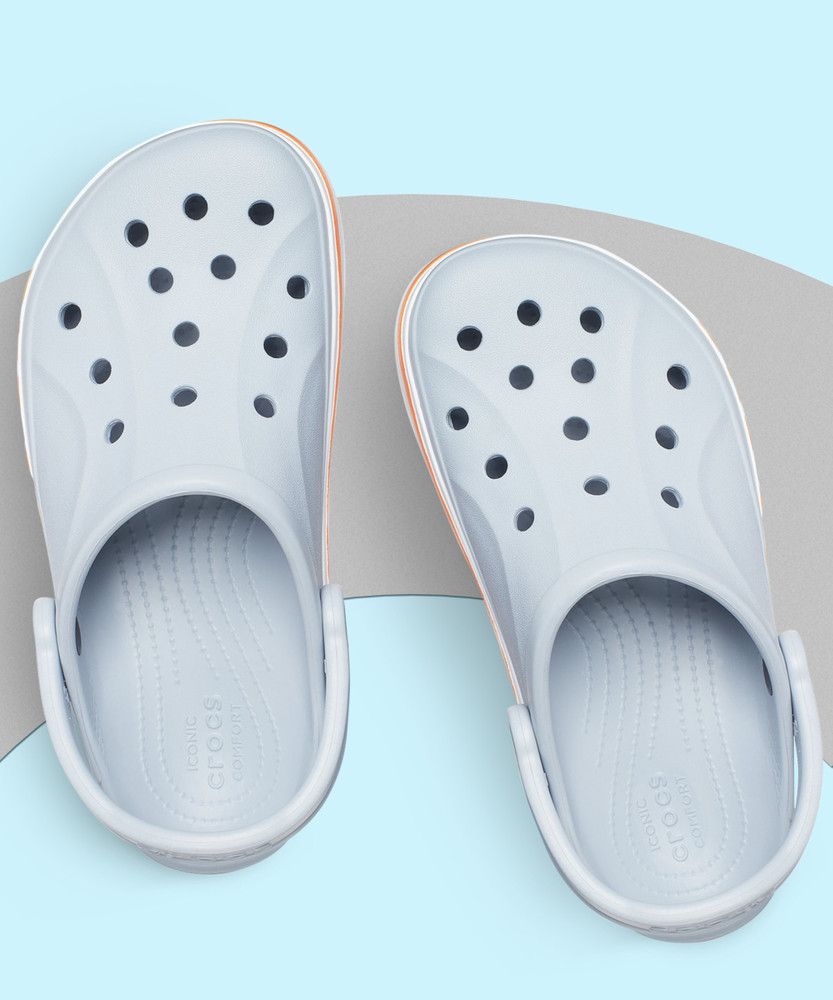 blue grey orange crocs
