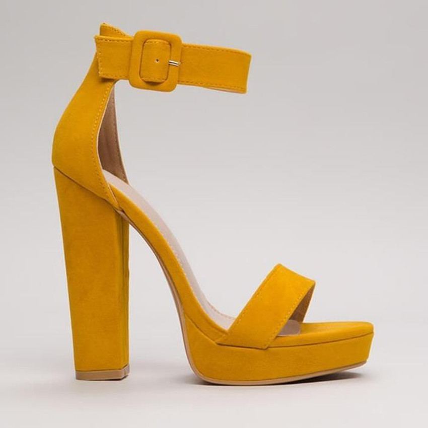 Yellow chunky top heels