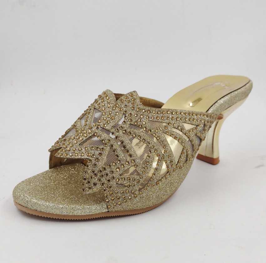 Gold heels hot sale with flowers