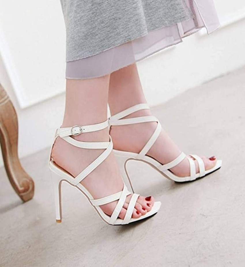 Thin strap white heels new arrivals