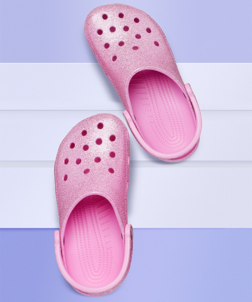 Womens pink best sale glitter crocs