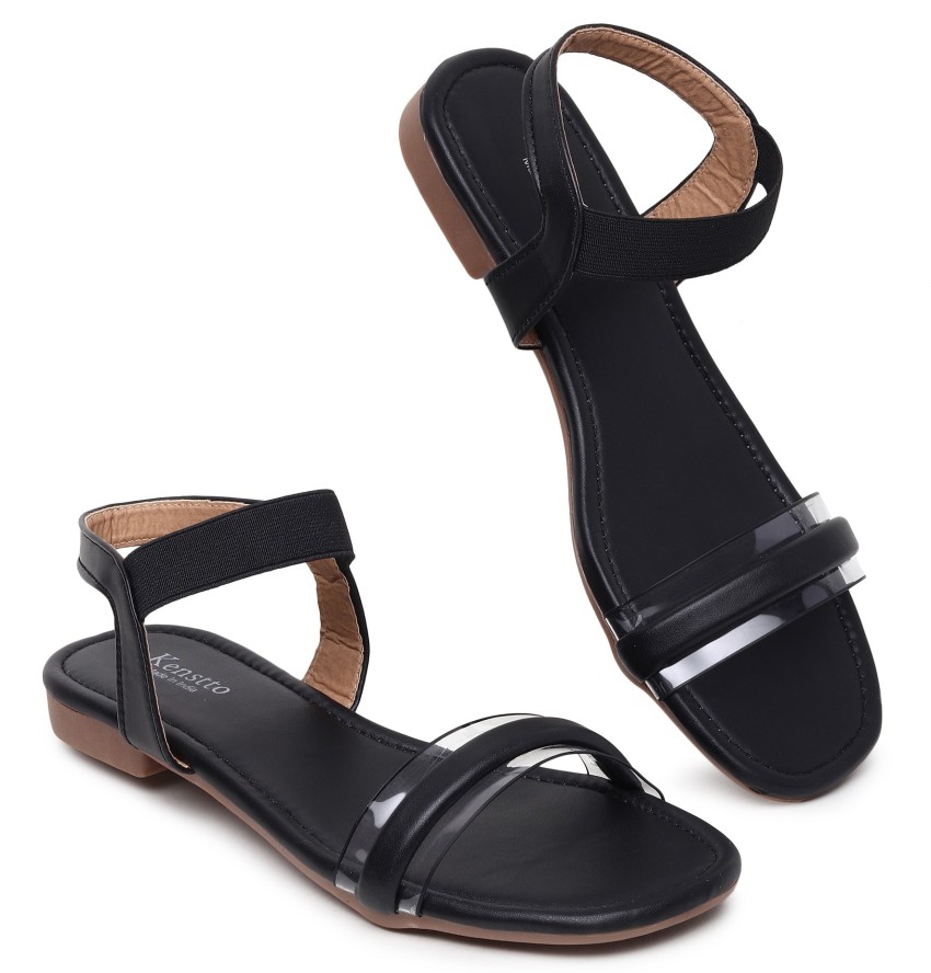 Flat black best sale sandals womens