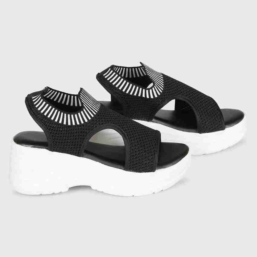 Black and best sale white chunky sandals