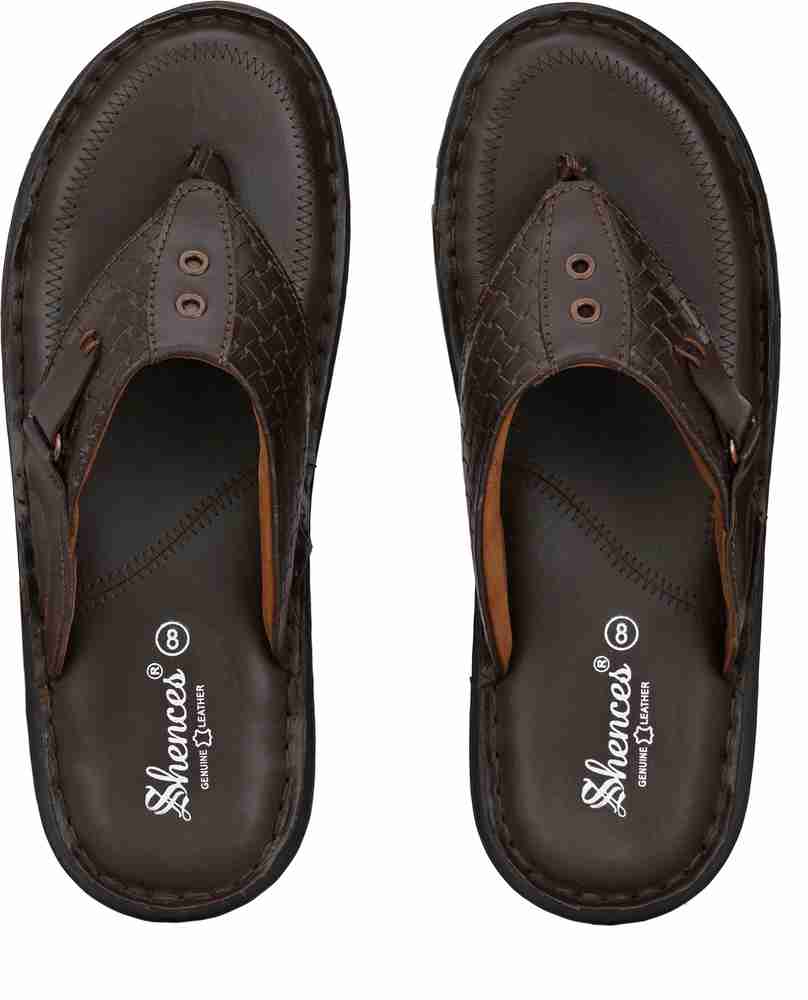 Shences tan leather slippers discount