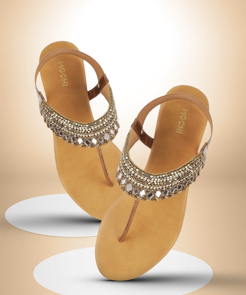 MOCHI Women Gold Flats - Buy MOCHI Women Gold Flats Online at Best