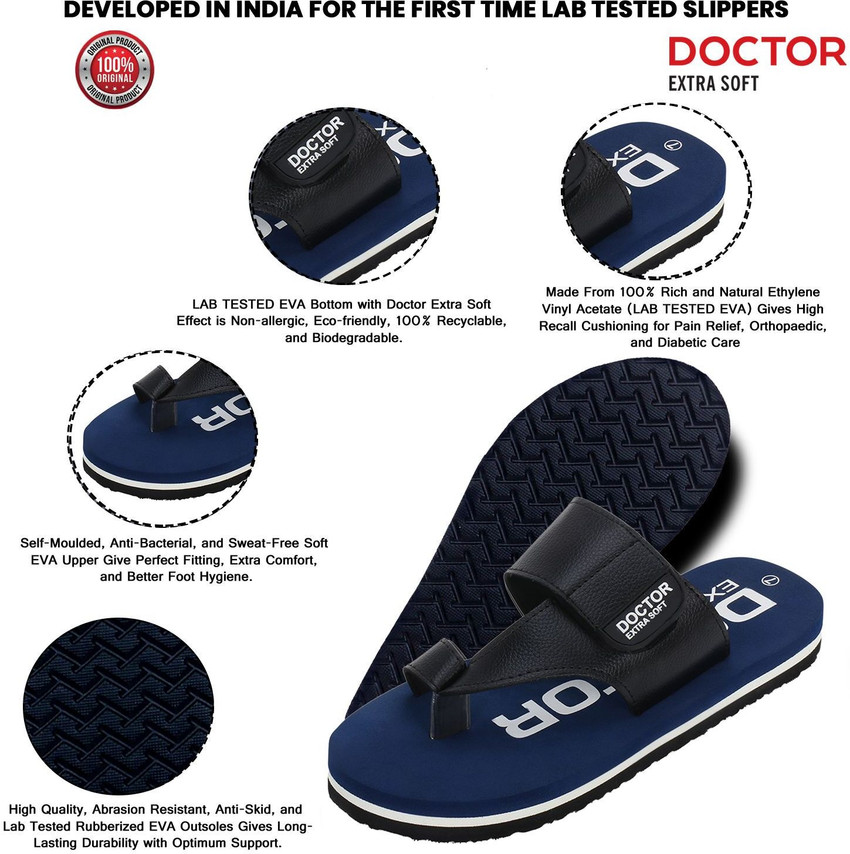 DOCTOR EXTRA SOFT Mens Ortho Care Velcro Slipper Orthopaedic Diabetic Comfort Soft Doctor Dr House Men Navy Sandals
