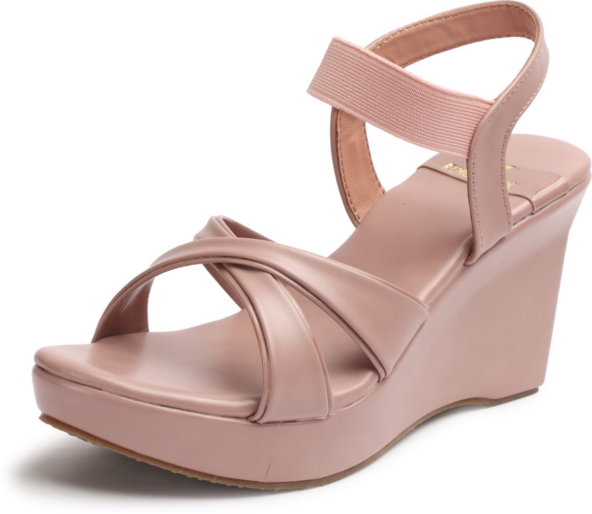 Buy online Women Solid Pink Ankle Strap Wedge Heel Sandal from heels for  Women by Xe Looks for ₹799 at 66% off