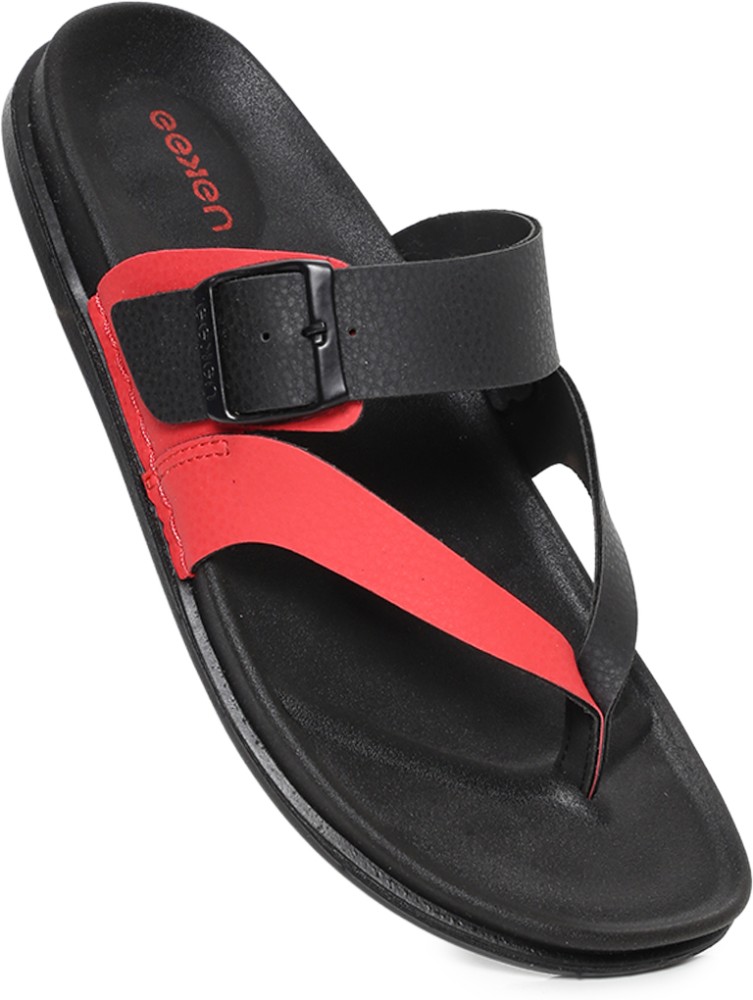 Paragon chappal red discount black